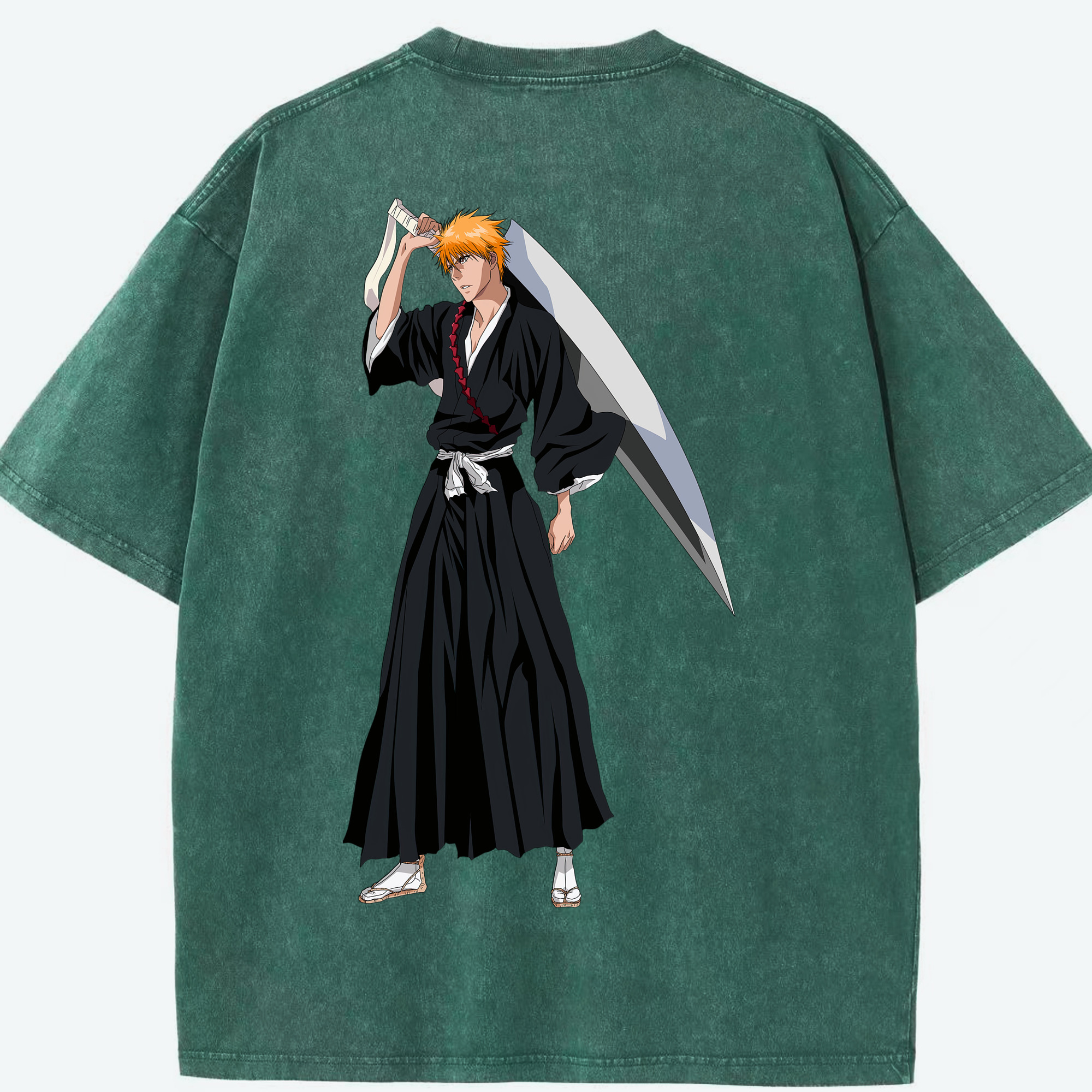 （画像用） ブリーチ 黒崎一護（くろさき いちご）BLEACH Kurosaki Ichigo 綿100% ヴィンテージ風 半袖Tシャツ（背面プリント）
